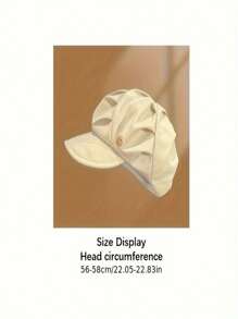 Elegant Monochrome Wrinkled Berberine Hat For Small Face Display With Metallic Brim And Decorative Label For Women Painters - 米色 - 查看 3