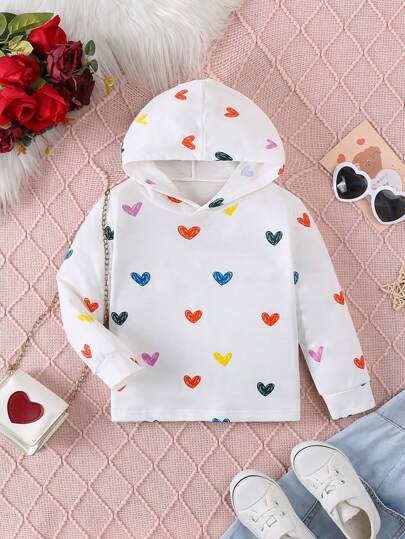 Moletom com capuz e manga comprida para meninas, primavera outono