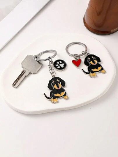 1 pieza Lindo llavero de metal con dachshund, etiqueta de perro, llavero de coche, lindo accesorio para bolso, regalo de Navidad para la mejor amiga, accesorios para bolso, cordones con portaidentificaciones, accesorios de coche, accesorios de bolso, regalos para maestros, hermana