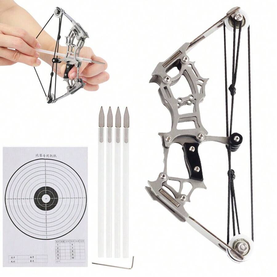 SMART TREE 6" Mini Compound Bow Kit Arrows Target Shooting Archery Toy Bow W/ 4pcs Arrows - 1 - View 1