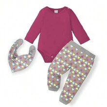 Roupas De Bebê Menina Conjunto Infantil Inverno 3 Peças Pink