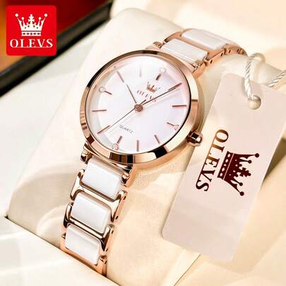  Đồng hồ nữ OLEVS Đồng hồ thương hiệu cao cấp dành cho nữ Dây đeo đồng hồ bằng gốm thép không gỉ thanh lịch Vòng đeo tay chống nước Đồng hồ thạch anh thời trang dành cho nữ