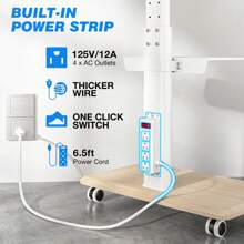 Rfiver Sleek Rolling TV Stand With Power Outlet For Home Decor, Height Adjustable Portable TV Stand On Wheels For 32-70 Inch TVs, Strong Tall Mobile TV Cart With Mount Up To 88 Lbs, White - White - View 6