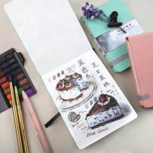 Libro de dibujo SeamiArt 300 g/m² Papel para acuarela de grano medio, 24 hojas, dos colores verde y rosa, para acuarela, acrílico y pintura con marcador