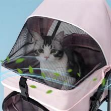 Carriola Plegable Para Perro Gato Mascotas Transportadora - Azul Marino - Ver 3