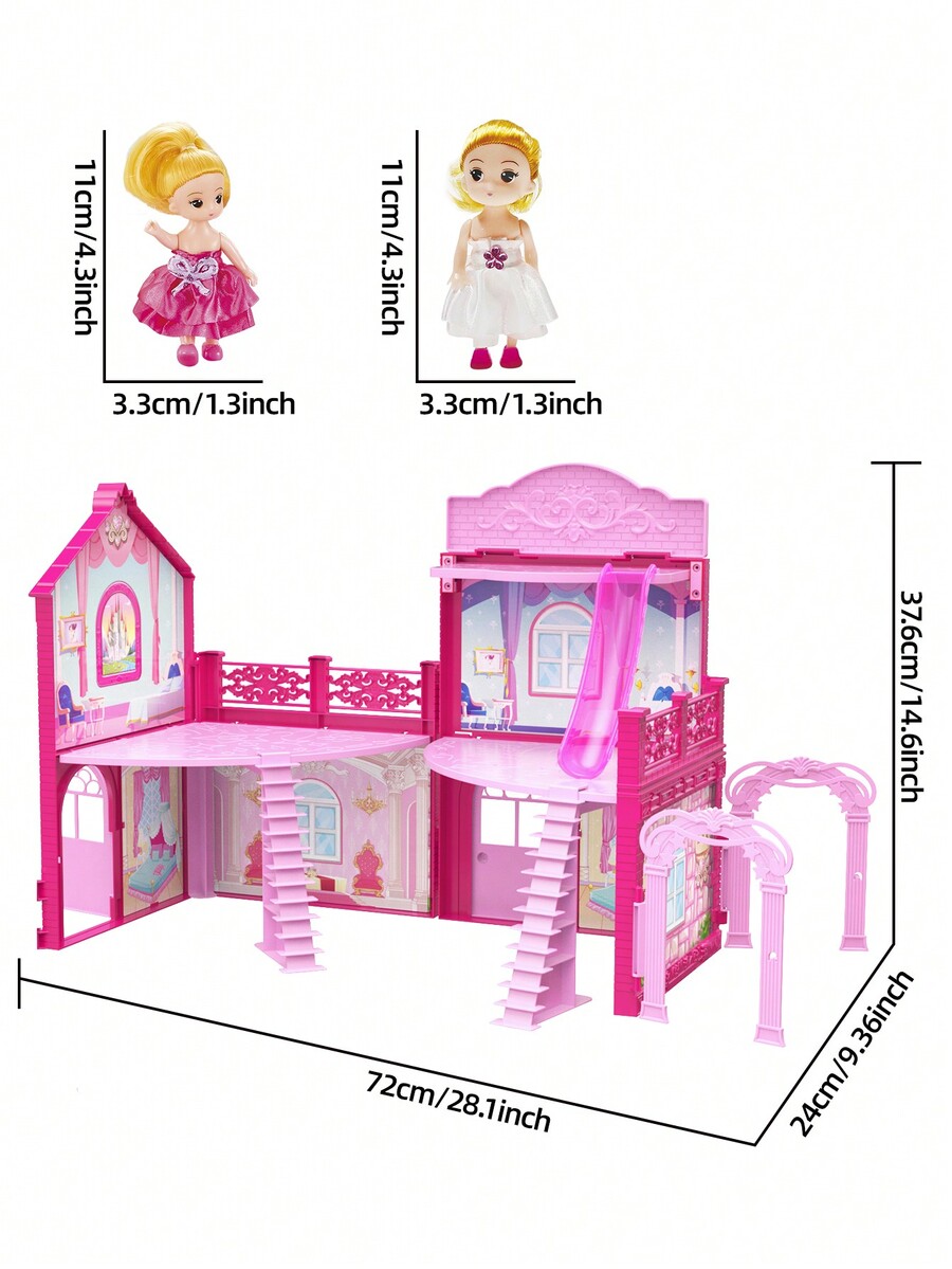 Doll House For Girls Toddlers Kids, DIY Dollhouse Girl Toys With Dolls