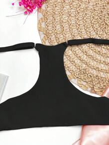 DOUBLE MICROFIBER SWIMMING BRA - 黑色 - 查看 3