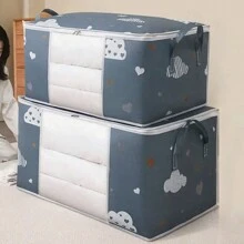 1 个大容量储物袋 - 透明窗口、重型手柄、防尘、可折叠、拉链存储 - 终极家居整理器，适用于衣服、毯子、床上用品和卧室配件，多功能搬运和包装袋装饰秋季装饰节日装饰房间装饰家居装饰秋季装饰卧室装饰 - 藍色 - 查看 2