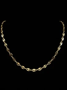 Hip Hop Hạt Cà Phê Dây Chuyền Vòng Cổ Nam Nữ Thép Không Gỉ Vàng Bạc Màu Mũi Lợn Hình Liên Kết Punk Choker - vòng cổ - Xem 8