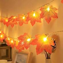 1 Pc 59.06/115.11/236.22in Maple Leaf String Lights, Thanksgiving Fall Decorations, Thanksgiving Decorations, Home Harvest Decorations, Home Decorations, Holiday Decorations, Party Decorations, Halloween Holiday Supplies, Holiday Decorations, Scene Decorations, Yard Decorations, Yard Supplies, Party Decorations Halloween Decoration Room Decor Halloween Garden Decor For Gift Fairy Holiday Decor Festival Decor