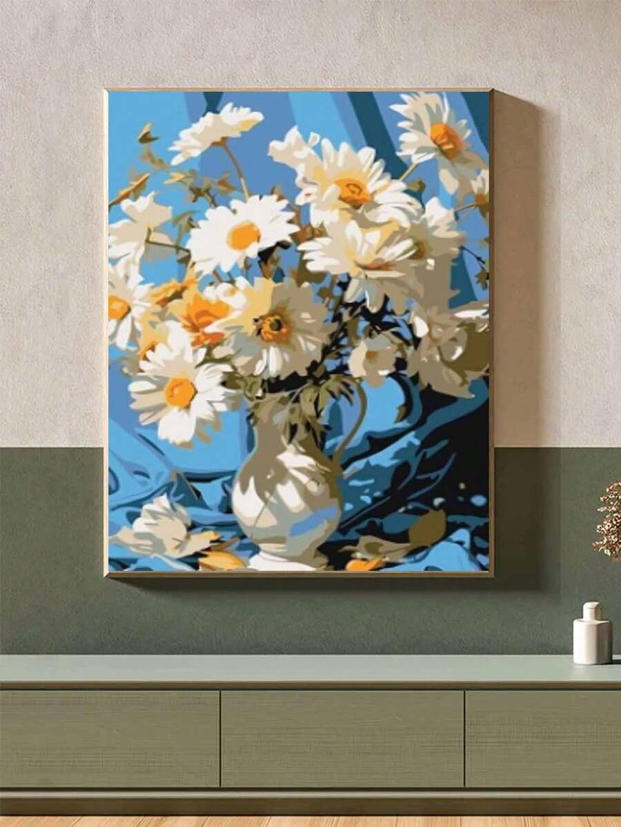 5D DIY 钻石画马赛克套件 - 美丽花朵、家居装饰风景墙艺术 - 杏色 - 查看 1