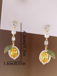 MESTILO 1 对时尚人造珍珠水果柠檬吊坠耳环，适合女性日常和节日佩戴