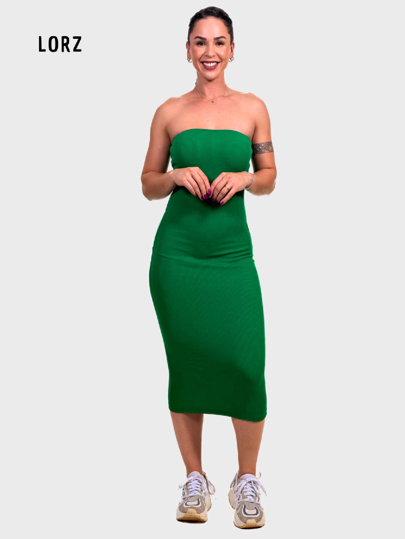 Women's Elegant Strapless Casual Elongated Midi Dress - màu xanh lá - Xem 1