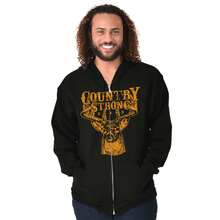 BRISCO BRANDS Country Strong Buck Zip Up Hoodie Mens Womens - Black - View 1