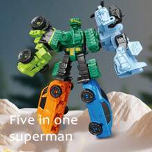 5-In-1 Transforming Robot Toy Action Figure Model, Multimode Car Transformation, Interactive Collectible Gift - 5-in-1 Set - View 2