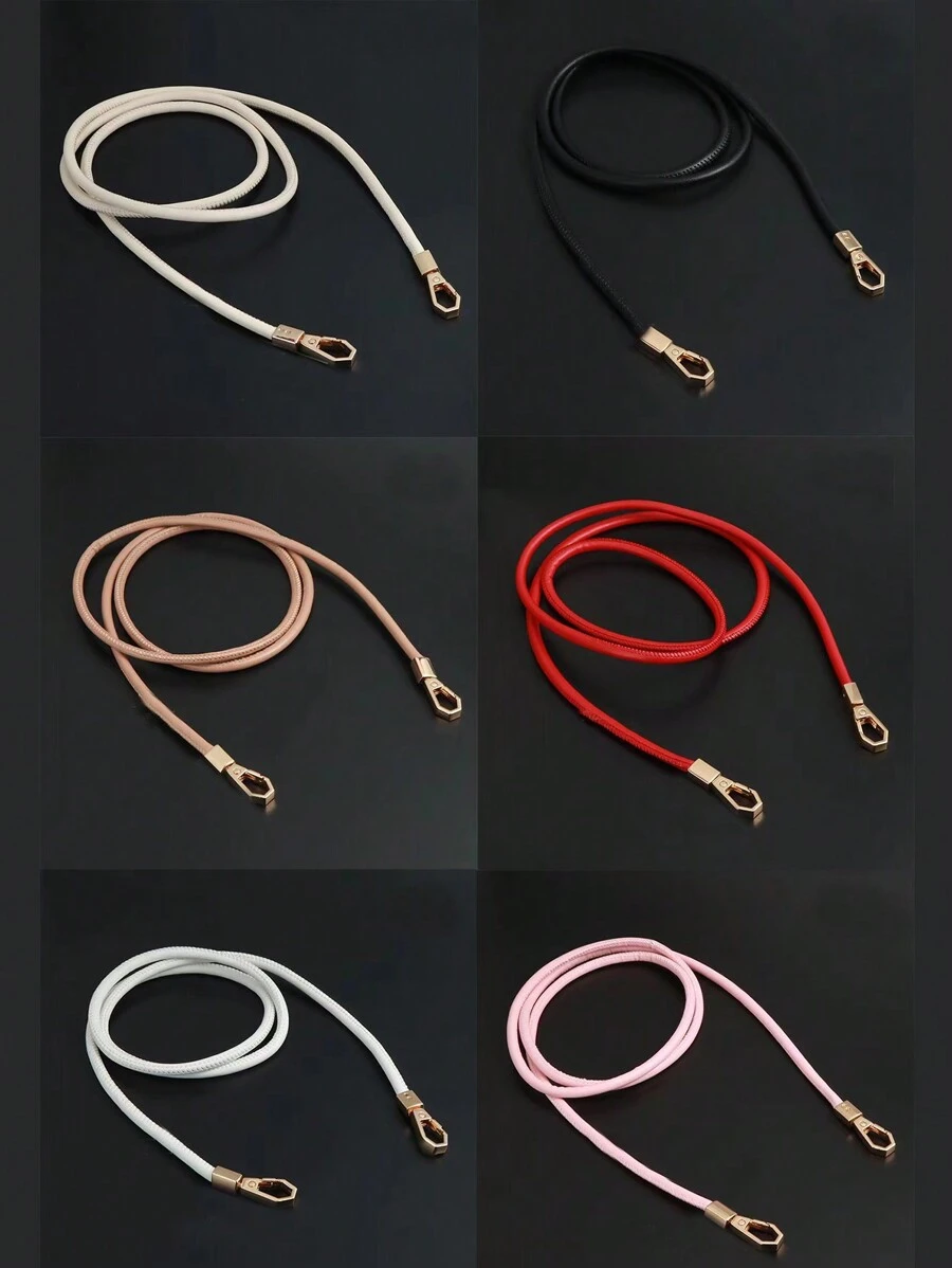 可调节皮革挂绳，带金属夹的斜挎带，通用包袋 - 彩色 - 查看 1