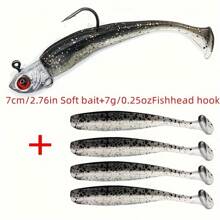 5pcs 7cm/2.76in Soft Lures 7g/0.25oz Fish Head Hooks Long Distance Casting Artificial Bait T-Tail Lures Fishing Tackle - Multicolor - View 15