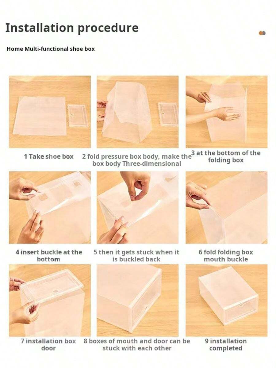 1 And 6 Foldable PP White Plastic Dustproof Shoe Boxes Suitable For