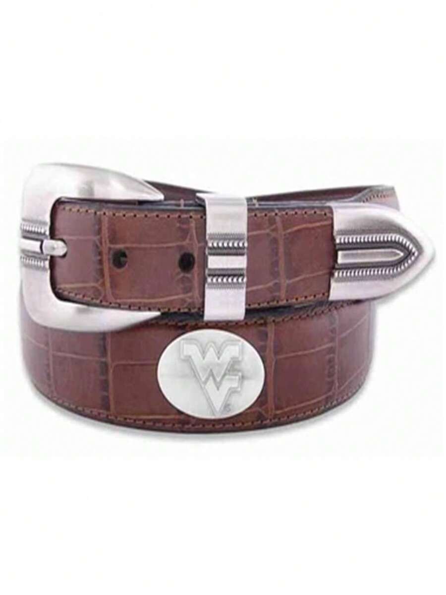 ZeppelinProducts WVU-BOLPTCRC-TAN-44 West Virginia Concho Croc Tan Leather Belt- 44 Waist - 彩色 - 查看 1