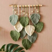 Macrame Wall Hanging Leaves, Bohemian Wall Hanging Woven Tapestry, Large Chic Woven Leaf Tassels Handmade Woven Wall Art For Bedroom Nursery Home Baby Shower Family Decorations Gifts