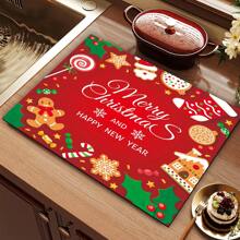 1 Tấm Thảm Quầy Cà Phê In Họa Tiết Giáng Sinh, Thảm Thoát Nước, Thảm Thoát Nước Máy Pha Cà Phê Silicon, Thảm Thoát Nước Cao Su Mềm, Chống Trơn Trượt, Thảm Sấy Bát Đĩa Bền Siêu Thấm, Cho Mặt Bàn Nhà Hàng, Bàn Bếp, Trang Trí Bàn Ăn Trong Sân, Đồ Dùng Nhà Bếp Gia Đình, Trang Trí Máy Tính Để Bàn Giáng Sinh Chiếu - Nhiều màu - Xem 6