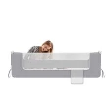 LILIIN Bed Rail 150 Cm/180 Cm/200 Cm Bed Guard Rail Foldable For Toddlers, Fall Protection Height Adjustable 72-86 Cm For Children's Bed, Breathable Children's Bed Rail With Storage Bag Baby Bed Rail, Grey/Dark Grey+Grey - 灰色的 - 查看 4