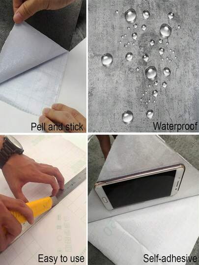 Roll Grijs Concrete Wallpaper DIY Matte Thick Cement Contact Paper Peel Stick Countertop Removable Waterproof Adhesive Furniture Stickers Industrial Vinyl Wand 15.7x393.7 Inch,Renovation Panels,Wall Paper, Wallpapers, ation Items Refresh Your Home,Rama view 2
