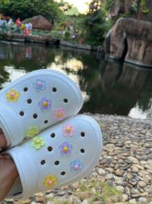 10pcs New Flower Pattern Shoe Clips With Transparent Flower Set, Removable Shoe Buckles For DIY Decoration, Summer Shoes Accessory - Multicolor - View 3