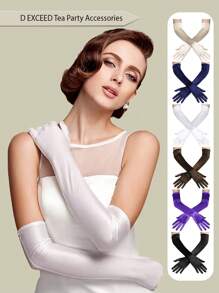 D EXCEED 1 PC / 3 PCS 50s Long Opera Party Gloves For Women 20s Satin Gloves Costumes Elbow Length Bridal Evening Dress Wedding Party, 22 Inches Gifts For Mom And Teachers Halloween - Long Satin Gloves - View 1