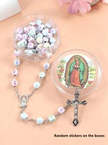 1 件复古圣母玛利亚、耶稣、基督教吊坠串珠项链、锌合金饰品、男女通用 - 串珠十字項鍊 - 查看 3