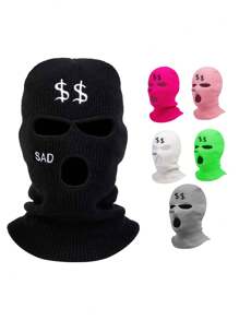 1 件男女通用拉法帽刺绣针织帽，3 孔保暖头饰，适合日常使用、徒步旅行、登山、旅行、骑自行车、礼物 - 彩色 - 查看 9