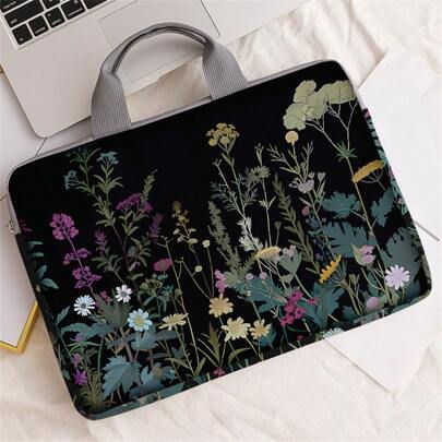 Plant Pattern Printed Laptop Sleeve, Laptop Cloth Cover Accessory, Soft Laptop Bag, Soft Laptop Case, Notebook Cover, Tablet PC Leather Bag, Laptop Zipper Laptop Sleeve, Best Choice For School, Business And Office Gifts, Portable Digital Storage Bag, Back To School Essential, School Supplies, Back To School Shopping