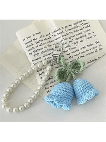 1pc Handmade White/Pink Woven Flower Backpack/Bookbag/Purse Pendant, Faux Pearl Decorated Bracelet / Keychain / Keyring, Crochet Flower Trinket In Summer Keychain Charms Lanyard For Keys Keychain Wristlet Gifts For Women Valentines