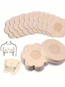 50/100 件一次性乳头贴，无缝透气自粘隐形胸罩，女士内衣及内衣配件 - 杏色 - 查看 1