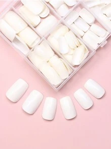 120 chiếc móng tay giả acrylic vuông ngắn bằng sứ nguyên chất màu trắng nguyên chất, ấn vào móng tay giả, móng tay acrylic, bộ móng tay vuông màu nude, ý tưởng quà tặng độc quyền cho phụ nữ và trẻ em gái, đồ dùng làm móng, móng tay - trắng - Xem 2