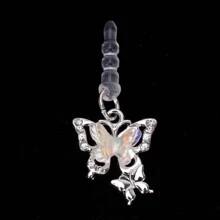 1pc Metal Butterfly-Shaped Mobile Phone Dust Plug Compatible With Iphone/Type-C/Android Plug