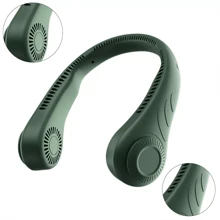 Mini Fan Neckband Bladeless Lazy Neck Hanging Cooler USB Rechargeable Portable - porous green 4000mah - View 6