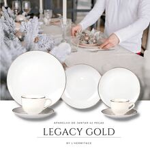 Luxury Porcelain Dessert Plate Golden Edge 19cm Legacy Gold Mesa Posta - 白色 - 查看 2