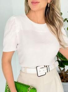 WOMEN'S BLOUSE SHORT SLEEVE PRINCESS PUFANTE DUNA - trắng - Xem 1