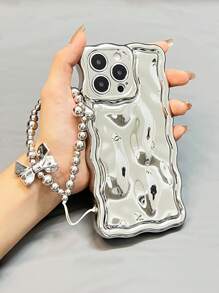 Electroplated Etched Meteorite Pattern Silver Color Phone Case Compatible With IPhone 16/ 16 Pro/ 16 Pro Max/ 16 Plus/ 16e
