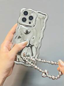 Electroplated Etched Meteorite Pattern Silver Color Phone Case Compatible With IPhone 16/ 16 Pro/ 16 Pro Max/ 16 Plus/ 16e
