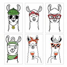 6 chiếc Llama Hình xăm tạm thời, Đồ dùng trang trí tiệc, Hình dán hình xăm Thích hợp cho Cơ thể (Tay, Cổ, Cánh tay, Chân) Và Các bề mặt nhẵn như Tường, Điện thoại, Cốc, Kích thước: 10x6cm - Nhiều màu - Xem 1