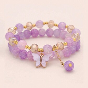 2 st Butterfly Decor Pärlarmband