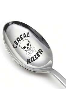 1pc Spoon Gift Lettering Halloween Gift For Friends Funny Spoon Coffee Spoon Ice Cream Spoon Tableware. - Multicolor - View 8