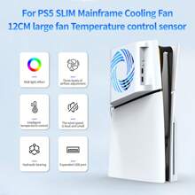 Compatible With Slim Cooling Fan For Playstation 5,Compatible With Slim Accessories With Adjustable Cooler Fan RGB LED Lights And 2 USB HUB Compatible With Slim Digital And Disc - White - View 1