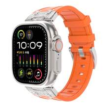 1pc Rhinestone Decorated Metal Adapter Silicone Watch Band Compatible With 38/40/41/42/44/45/49mm Apple Watch Ultra2/SE/9/8/7/6/5/4/3/2/1