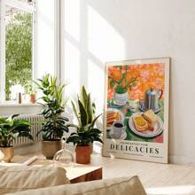 1pc Tea And Toast Breakfast Print, Kitchen Wall Poster, Flowers, Colourful Posters, Still Life, Gift For Food Lover, Fun Decor, Canvas Posters For Home Kitchen,Wall Art Gifts Birthday Graduation - Multicolor - View 4