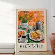 1pc Tea And Toast Breakfast Print, Kitchen Wall Poster, Flowers, Colourful Posters, Still Life, Gift For Food Lover, Fun Decor, Canvas Posters For Home Kitchen,Wall Art Gifts Birthday Graduation - Multicolor - View 6