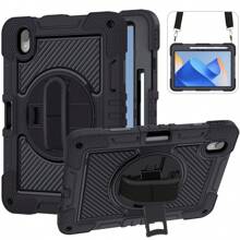 Military Grade Anti-Fall Silicone Apple Silicone + PC Three-In-One Tablet Protective Case With 360° Rotating Bracket, Hand Strap, Shoulder Strap, Heavy-Duty Anti-Fall Tablet Protective Cover Spring Gift - Black - View 12