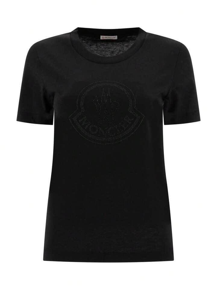 Tシャツ・カットソー MONCLER Women Tops 8C00017829FB999 Black Moncler crystal-embellished T-shirt | Black | FARFETCH